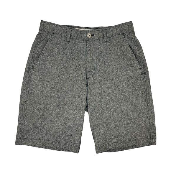 Under Armour Golf Short Mens 32 Black Gray Crosshatch Loose HeatGear Flat Front - Picture 1 of 11